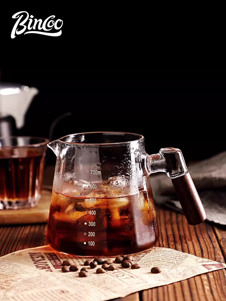 Bình pha cà phê thủy tinh Bincoo, bình pha cà phê thủ công, có vạch chia độ, chịu nhiệt, đa chức năng