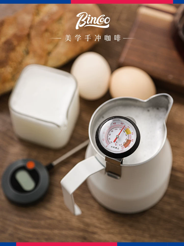 Nhiệt kế cà phê Bincoo dành cho quầy bar, nhiệt kế tạo bọt sữa, đồng hồ đo nhiệt độ hiển thị kỹ thuật số cho cà phê pha thủ công, chuyên dụng cho bình tạo bọt latte.