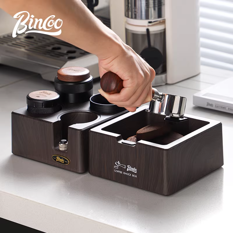 Bộ dụng cụ pha cà phê Bincoo gồm ba món: đế, dụng cụ nén cà phê và khăn phân phối cà phê hai trong một, máy pha cà phê lực không đổi 51/58mm