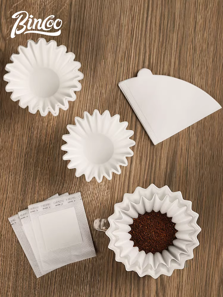 Giấy lọc cà phê Bincoo, loại lọc tay, kiểu nhỏ giọt, dùng được cho ấm pha cà phê cầm tay, hình tròn, hình quạt, 100 cái