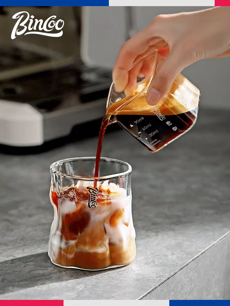 Ly cà phê thủy tinh họa tiết cây Bincoo, pha chế đặc biệt Dirty, Americano đá, Latte, Espresso, dùng thử tại nhà, ly Latte Art