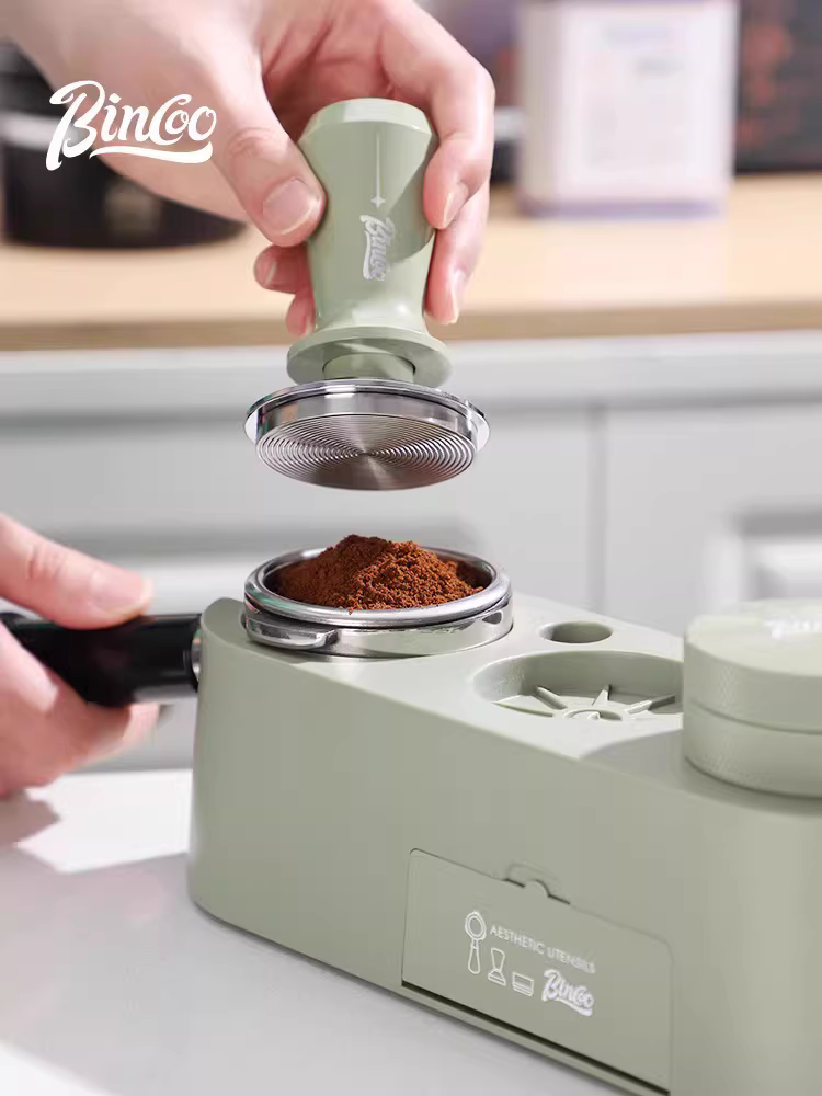 Bộ dụng cụ tamper Bincoo, dụng cụ phân phối cà phê espresso, búa tamper, dụng cụ đa năng 51/58, hộp đựng bã cà phê
