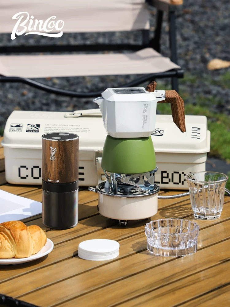 Hộp cà phê du lịch cắm trại Bincoo, bộ pha cà phê Moka, hộp quà tặng, bộ dụng cụ pha cà phê, hộp đựng di động, bộ dụng cụ ngoài trời