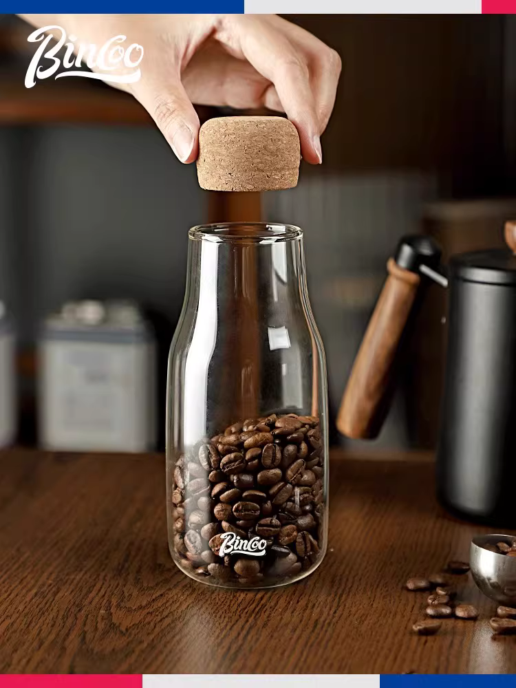Hũ đựng cà phê Bincoo, hũ thủy tinh kín khí, di động, chất liệu thủy tinh đạt chuẩn thực phẩm, chống ẩm, dùng để đựng bột cà phê
