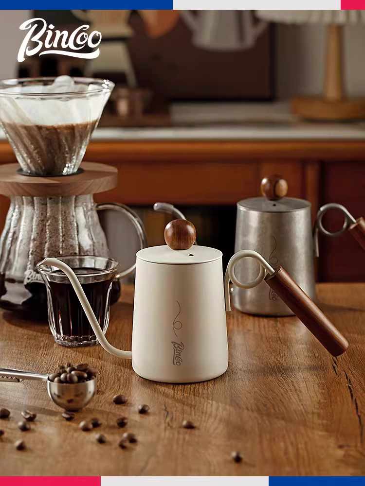 Ấm pha cà phê thủ công Bincoo, ấm nhỏ mini di động có vòi dài miệng hẹp, ấm pha cà phê bằng thép không gỉ.