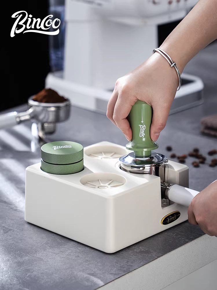 Bộ dụng cụ pha cà phê Bincoo: đế tamper hình vuông, khăn tamper đàn hồi, bộ dụng cụ pha cà phê 51/58mm, giá để đồ pha cà phê