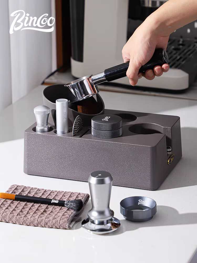 Bộ dụng cụ tamper cà phê Bincoo ba món, dụng cụ phân phối, búa tamper, hộp đựng tay cầm, bộ dụng cụ hoàn chỉnh cho máy pha cà phê