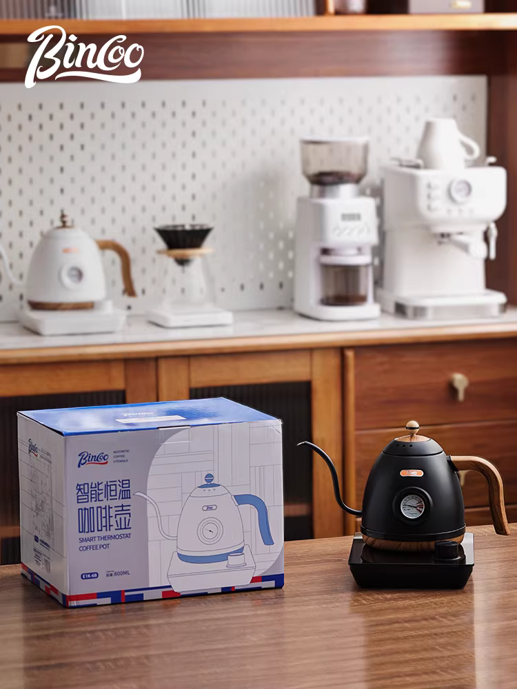 Ấm đun nước pha cà phê thủ công điều khiển nhiệt độ thông minh Bincoo, ấm đun nước điện có vòi dài bằng thép không gỉ gia dụng, ấm đun nước điều khiển nhiệt độ pha trà