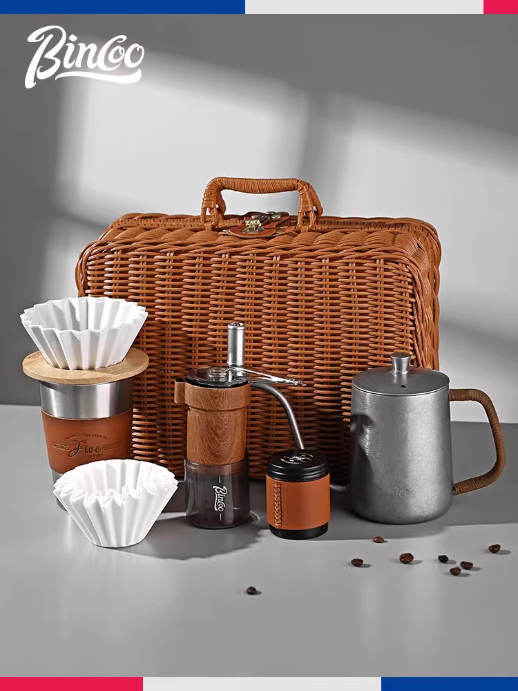 Bộ quà tặng pha cà phê thủ công Bincoo, quà cưới, quà tân gia, quà sinh nhật, quà nhà mới, máy xay cà phê cầm tay