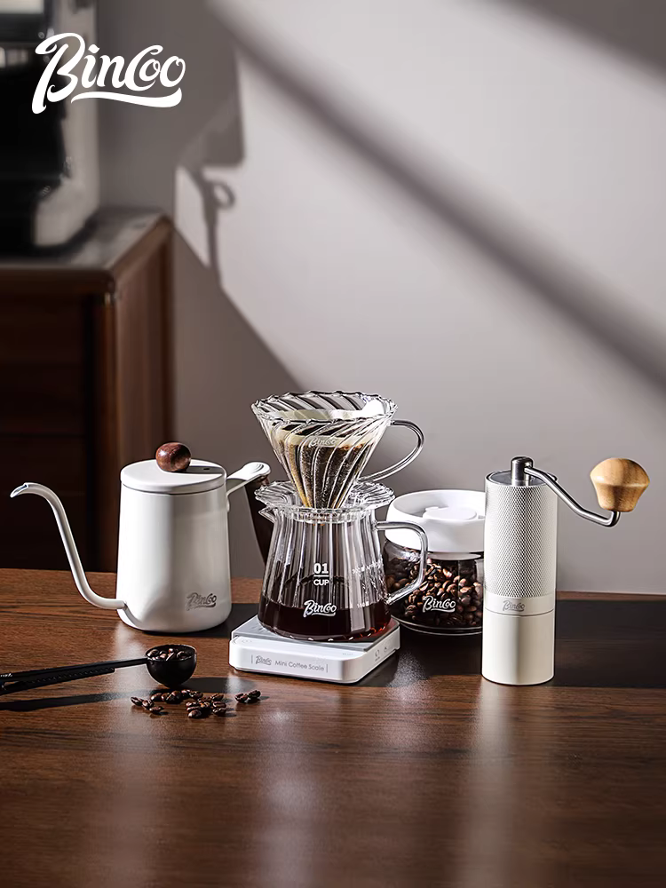 Bộ ấm pha cà phê thủ công Bincoo, cốc lọc v60 bằng thủy tinh, ấm chia sẻ, máy xay cầm tay, ấm pha cà phê thủ công, thiết bị xay cà phê