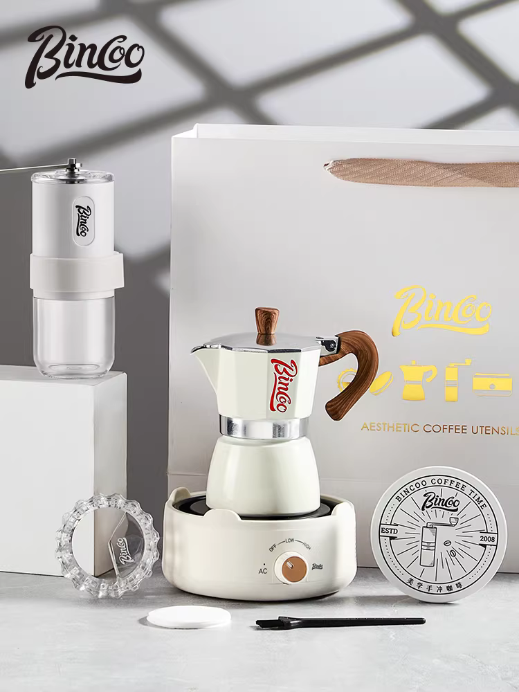 Bộ quà tặng ấm pha cà phê Bincoo Moka, quà tân gia cho bạn thân, quà ngày lễ, quà sinh nhật sáng tạo cho bạn bè