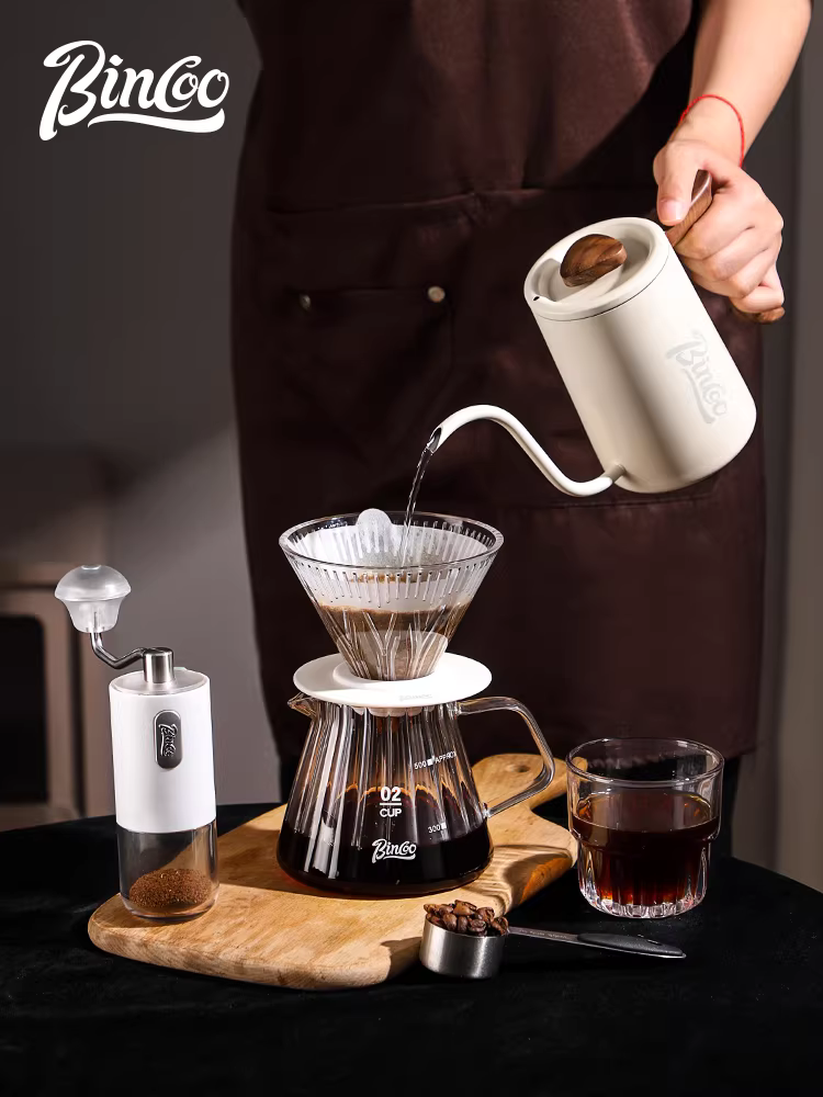 Bộ ấm pha cà phê thủ công Bincoo, quay tay, nhỏ gọn và tiện dụng để sử dụng tại nhà, hộp quà cao cấp, bộ dụng cụ xay hoàn chỉnh, máy xay cầm tay.