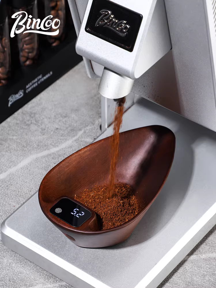 Cân điện tử pha cà phê Bincoo khay đựng hạt cà phê gỗ nguyên khối 0.1g kiểu Ý đặc biệt cân hạt cà phê thông minh mini di động