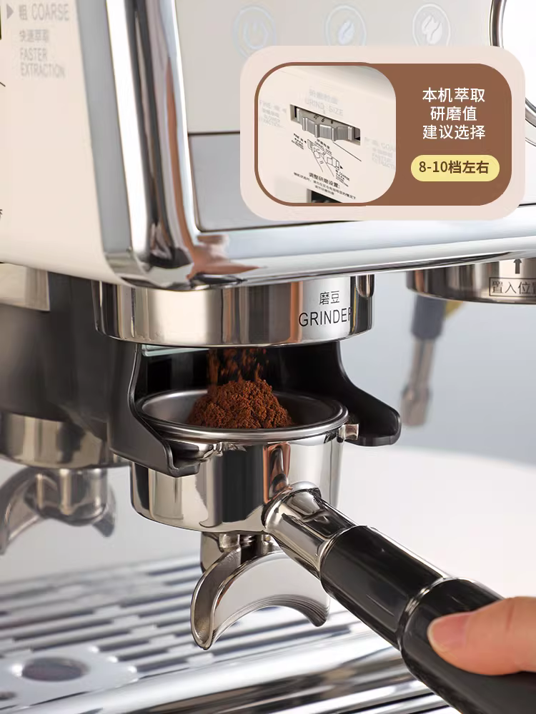 Máy pha cà phê espresso Bincoo hai boiler, 58MM, dùng cho gia đình nhỏ, tích hợp xay và pha, bán chuyên nghiệp.