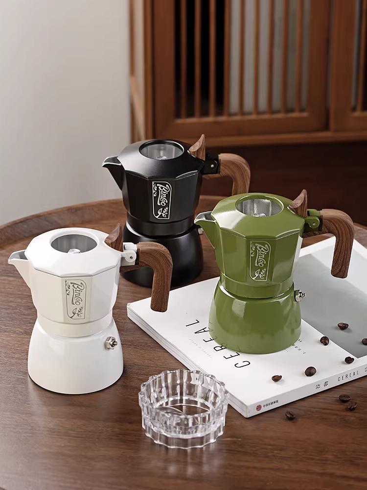 Bộ pha cà phê Moka Bincoo hai van, pha cà phê Espresso, chiết xuất nhiệt độ cao, dùng tại nhà, bộ pha cà phê Latte đá Mỹ