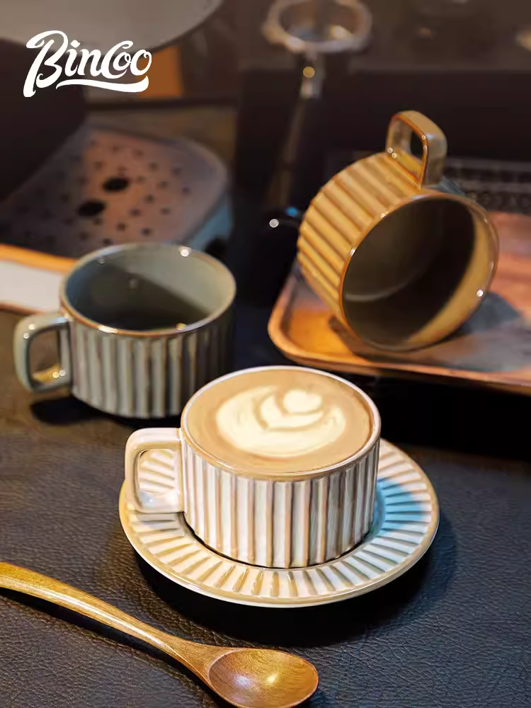 Bộ tách trà cà phê sứ Bincoo, cốc kèm thìa, trà chiều cao cấp, tách nước tinh tế và sang trọng, nhỏ gọn