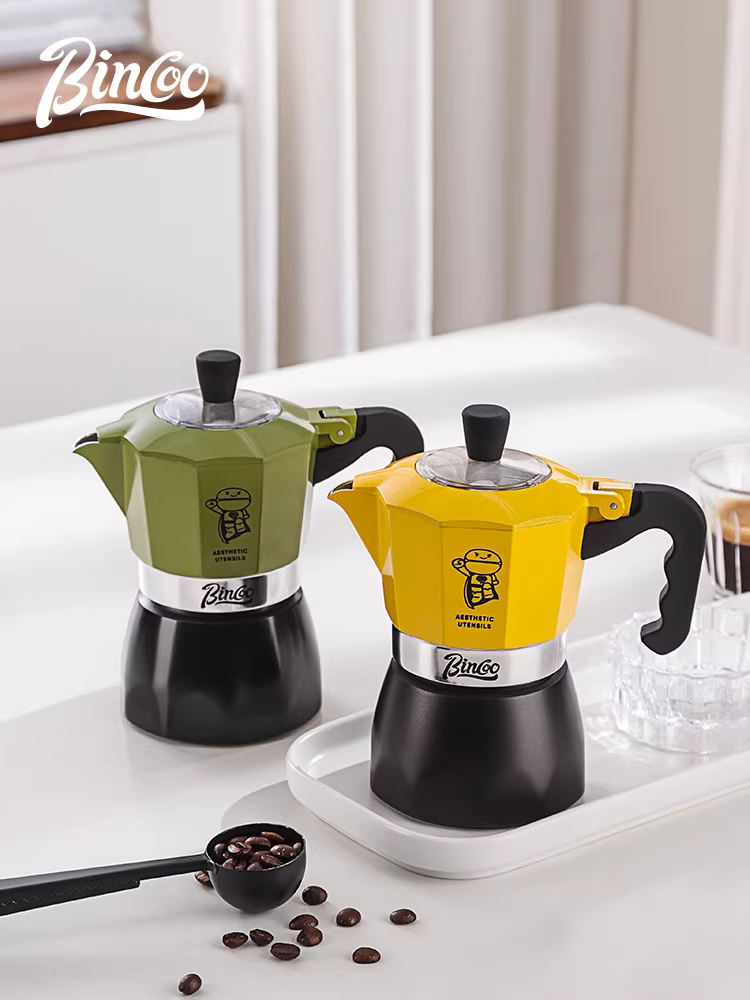 Bộ pha cà phê Moka hai van Bincoo, kiểu Ý, chiết xuất espresso, nhỏ gọn, dùng cho gia đình, thiết bị pha cà phê, máy pha cà phê