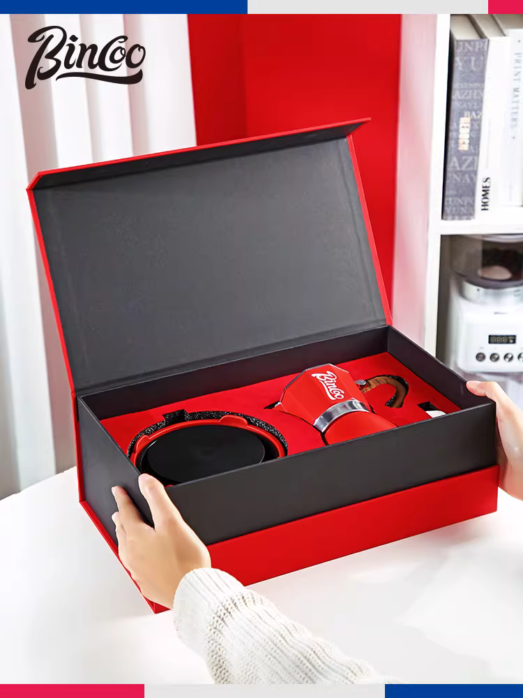 Hộp quà cà phê Bincoo Moka pot, ấm pha cà phê Ý, bộ quà tặng cưới, quà tặng ngày lễ tình nhân Trung Quốc, quà tặng thiết thực