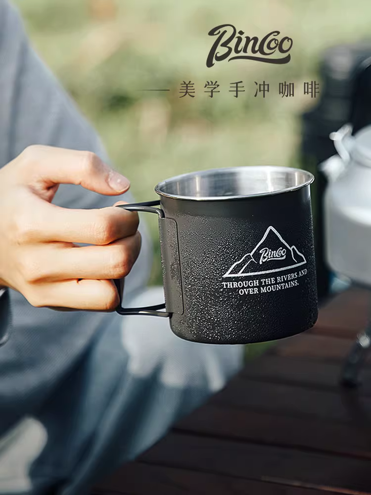 Cốc cà phê cắm trại ngoài trời Bincoo, cốc nước thép không gỉ 304, dụng cụ pha cà phê thủ công, cốc di động