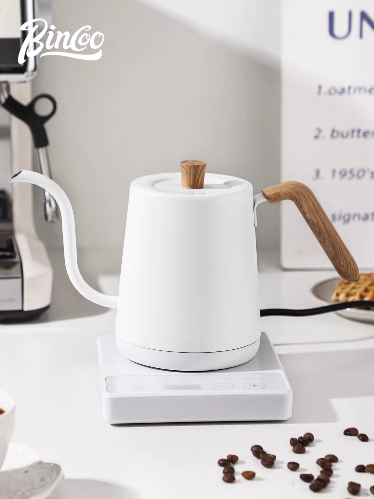 Ấm đun nước pha cà phê cầm tay điều khiển nhiệt độ thông minh Bincoo dùng cho gia đình, ấm đun nước điện có vòi dài bằng thép không gỉ, ấm đun nước pha trà, ấm đun nước điều khiển nhiệt độ