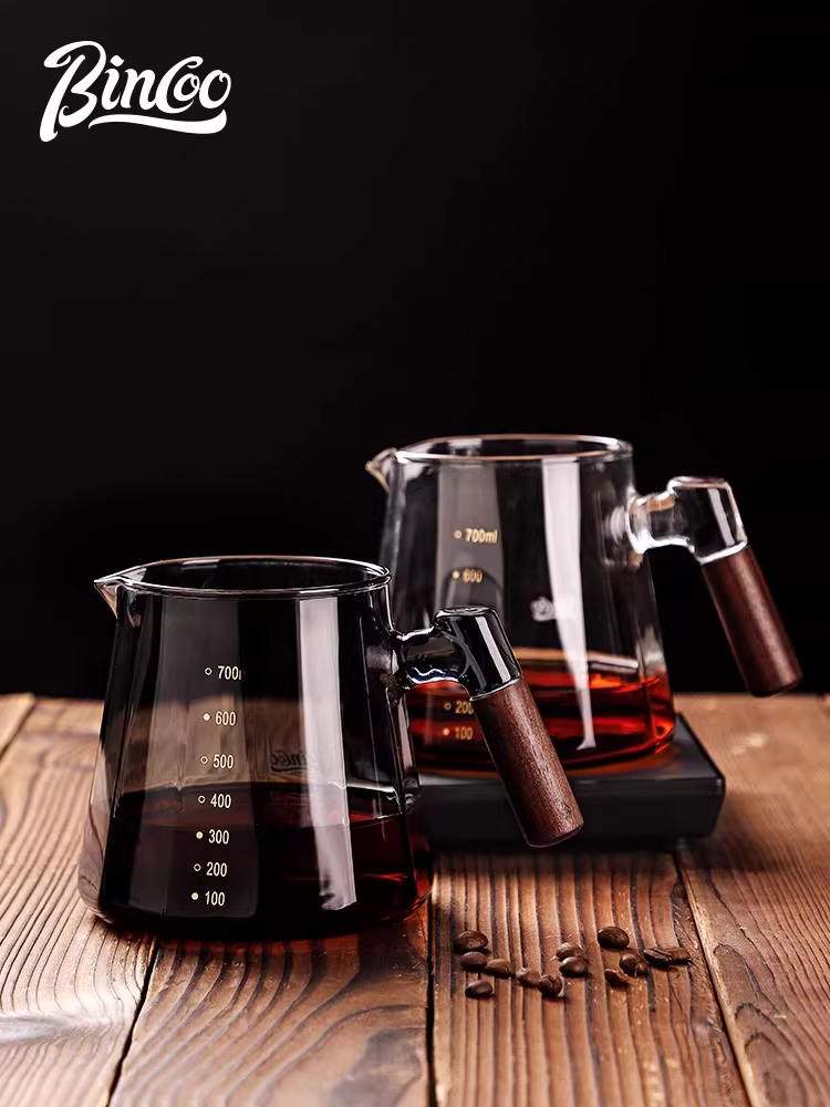 Bình pha cà phê thủy tinh Bincoo, bình pha cà phê thủ công, có vạch chia độ, chịu nhiệt, đa chức năng