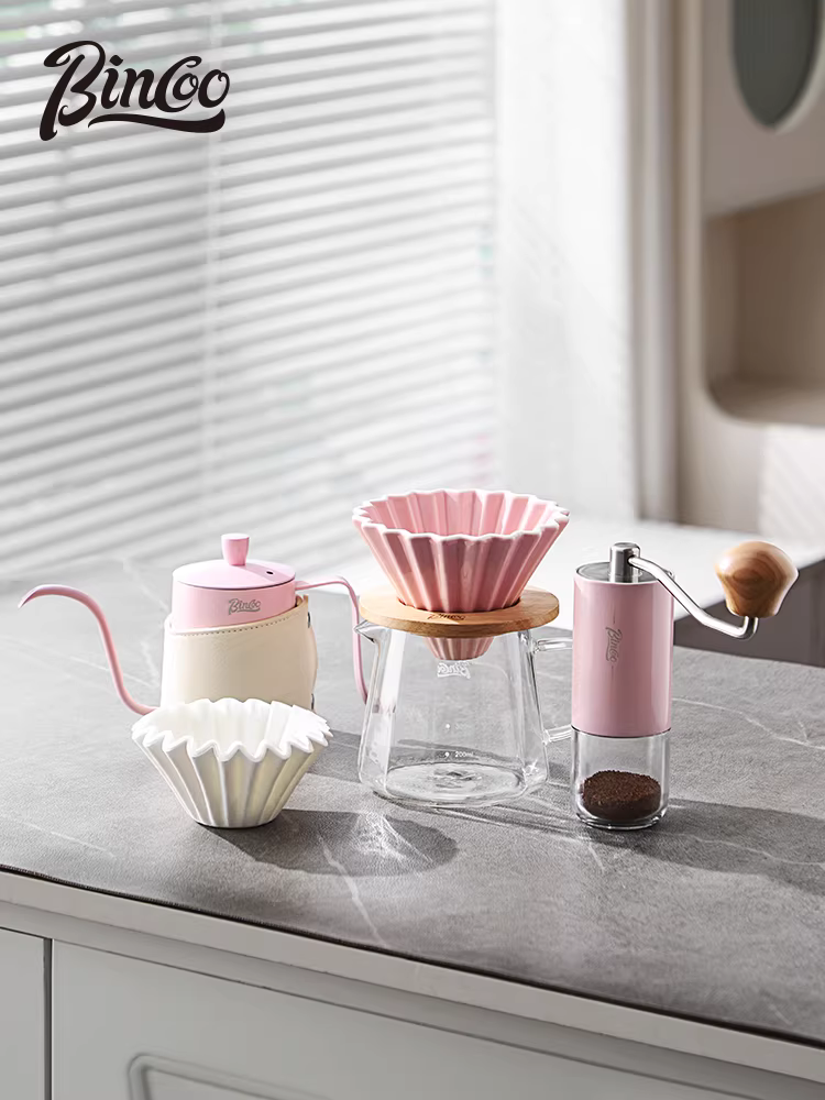 Bình pha cà phê hình cánh hoa Bincoo, dụng cụ pha cà phê, cốc lọc gốm, máy xay cà phê, bộ dụng cụ pha cà phê