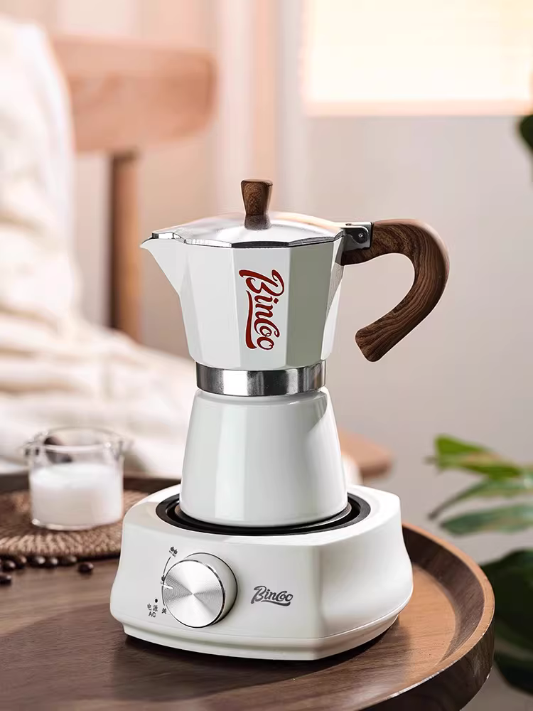 Bộ pha cà phê Bincoo Moka, bếp điện gốm, máy pha cà phê nhỏ gia đình, máy xay cà phê espresso, bộ pha cà phê thủ công
