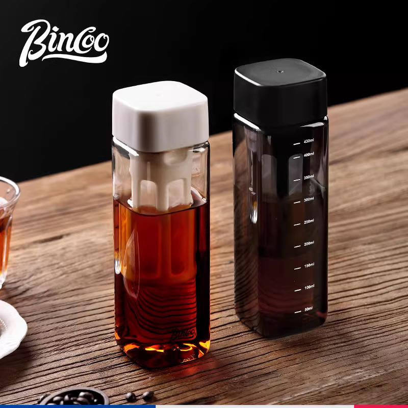 Cốc cà phê lạnh Bincoo, kiểu dáng vuông, di động, tiện dụng cho mùa hè, bình giữ lạnh cà phê lạnh, cốc cà phê lạnh, cốc nước Tritan, kiểu Mỹ