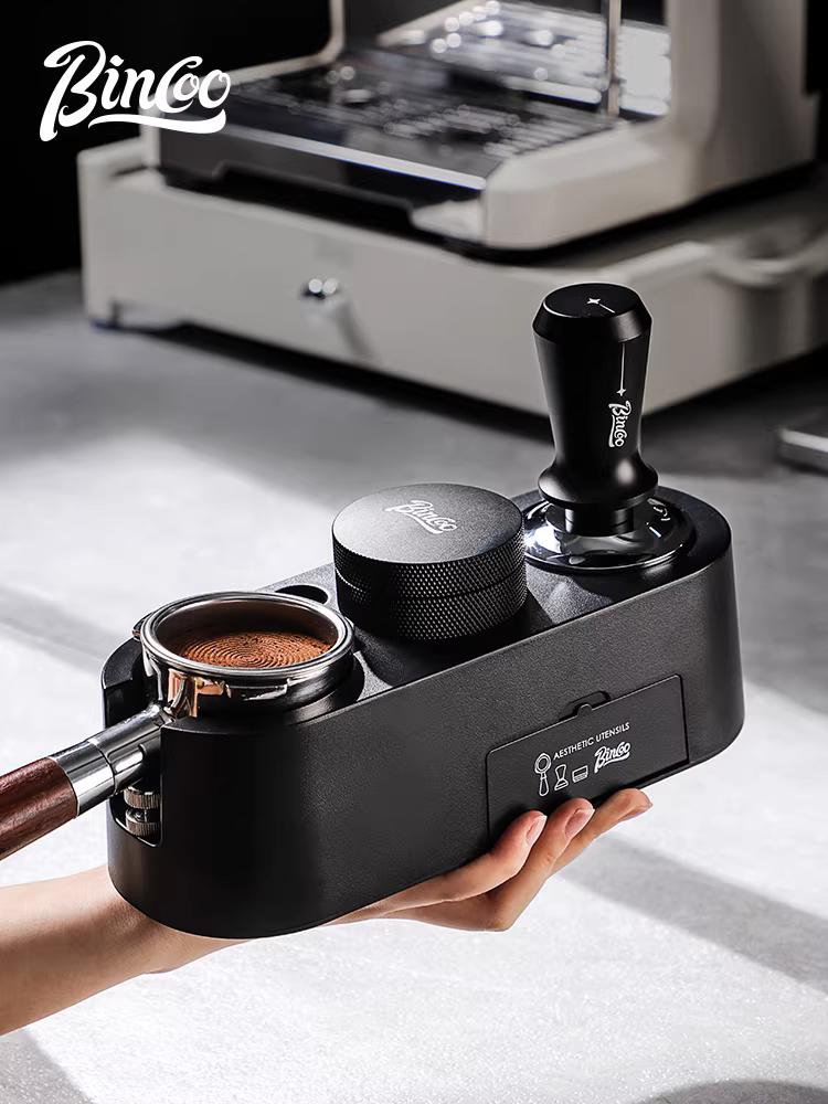 Bộ dụng cụ pha cà phê Bincoo gồm 3 món: dụng cụ phân phối bột, hộp đựng, dụng cụ máy pha cà phê, bộ đầy đủ với tay cầm và dụng cụ nén cà phê.
