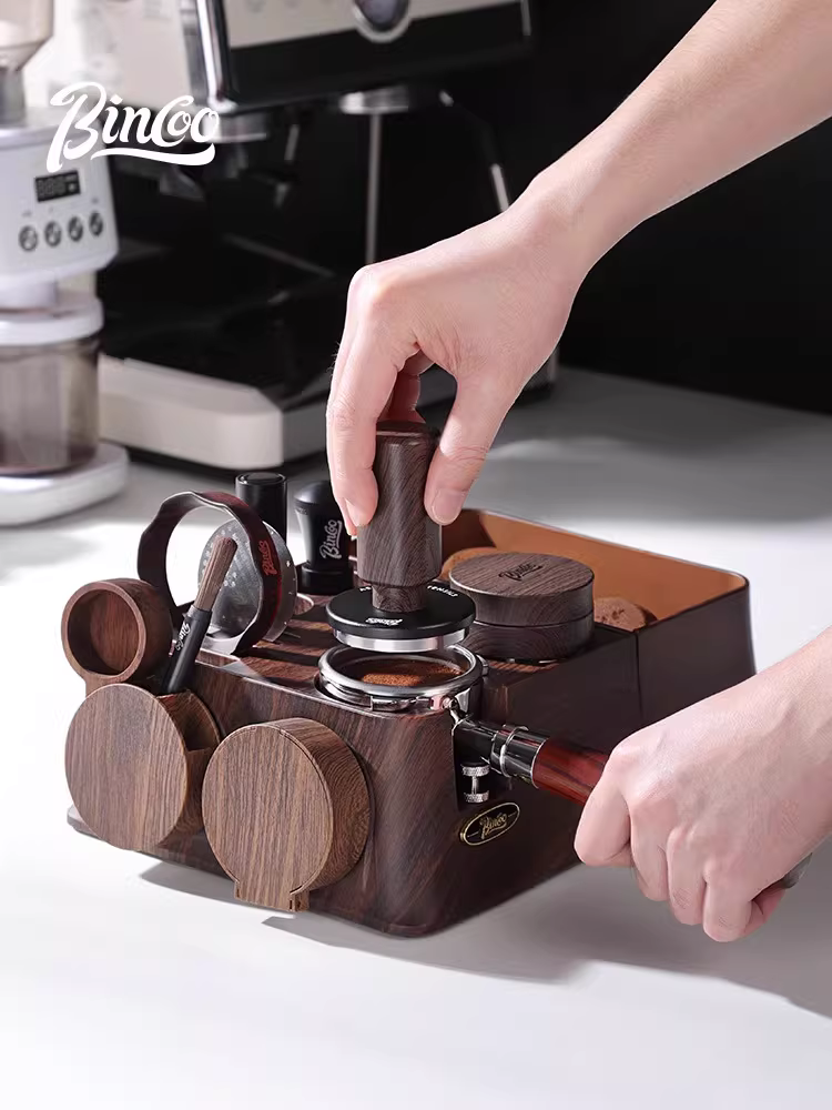 Đế ép cà phê đa năng Bincoo, dụng cụ phân phối bột cà phê espresso, hộp đựng bã cà phê, bộ dụng cụ giá đỡ tay cầm