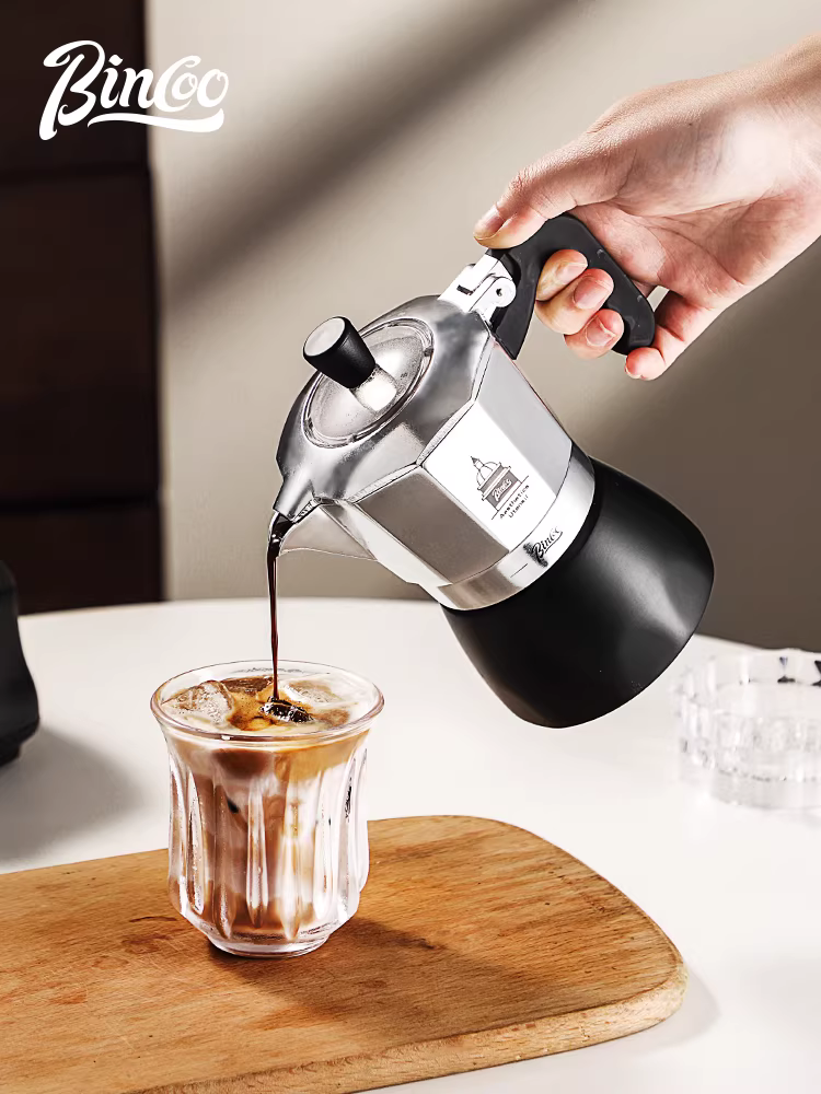 Bộ pha cà phê Moka Bincoo hai van, máy pha cà phê espresso nhỏ gia dụng, bộ dụng cụ pha cà phê, máy pha cà phê kiểu Ý