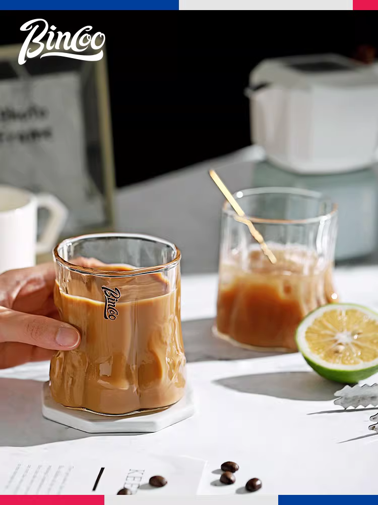 Ly cà phê thủy tinh họa tiết cây Bincoo, pha chế đặc biệt Dirty, Americano đá, Latte, Espresso, dùng thử tại nhà, ly Latte Art