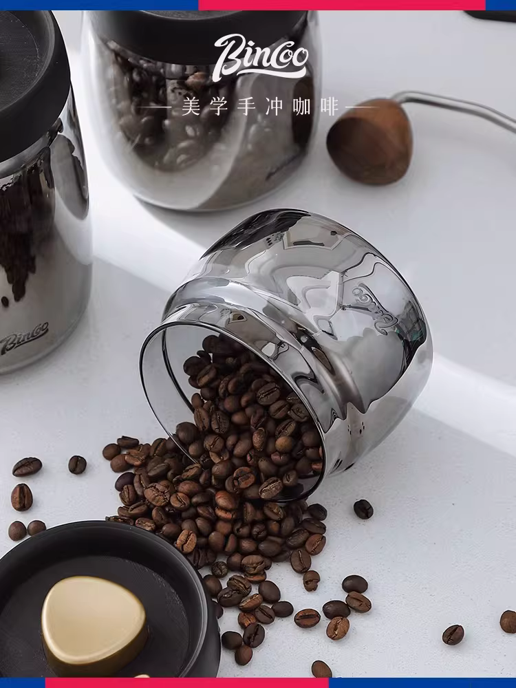 Hũ đựng cà phê Bincoo bằng thủy tinh, kín chân không, kiểu nhấn, dùng để đựng bột cà phê