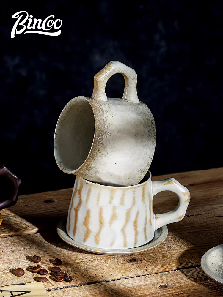 Bộ tách trà và đĩa sứ Bincoo dành cho nữ, thẩm mỹ cao, thiết kế độc đáo, phong cách retro Nhật Bản