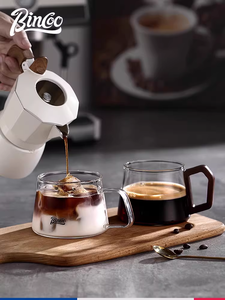 Cốc cà phê thủy tinh kiểu Nhật Bincoo, giá trị thẩm mỹ cao, cốc nghệ thuật latte latte kiểu Mỹ, cốc uống nước văn phòng