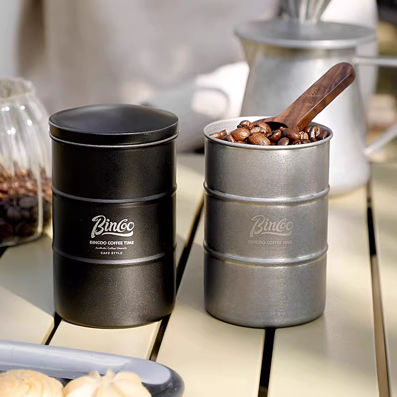 Hộp đựng cà phê bột Bincoo bằng thép không gỉ 304, hộp đựng cà phê hạt, hộp đựng di động, dùng cho ngoài trời, cắm trại