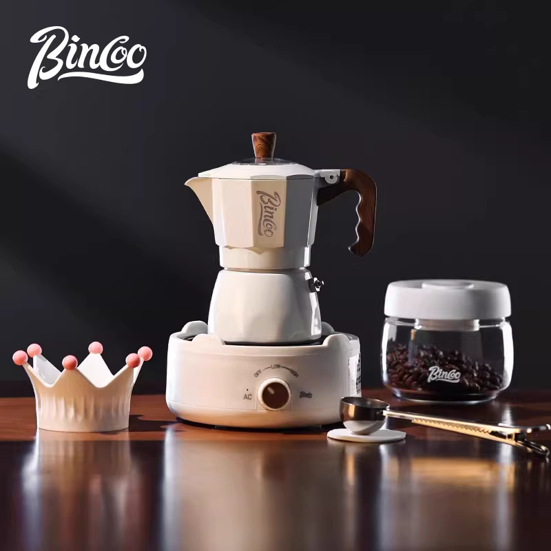Bộ dụng cụ pha cà phê moka pot hai van Bincoo, bộ dụng cụ pha cà phê espresso nhỏ gia dụng