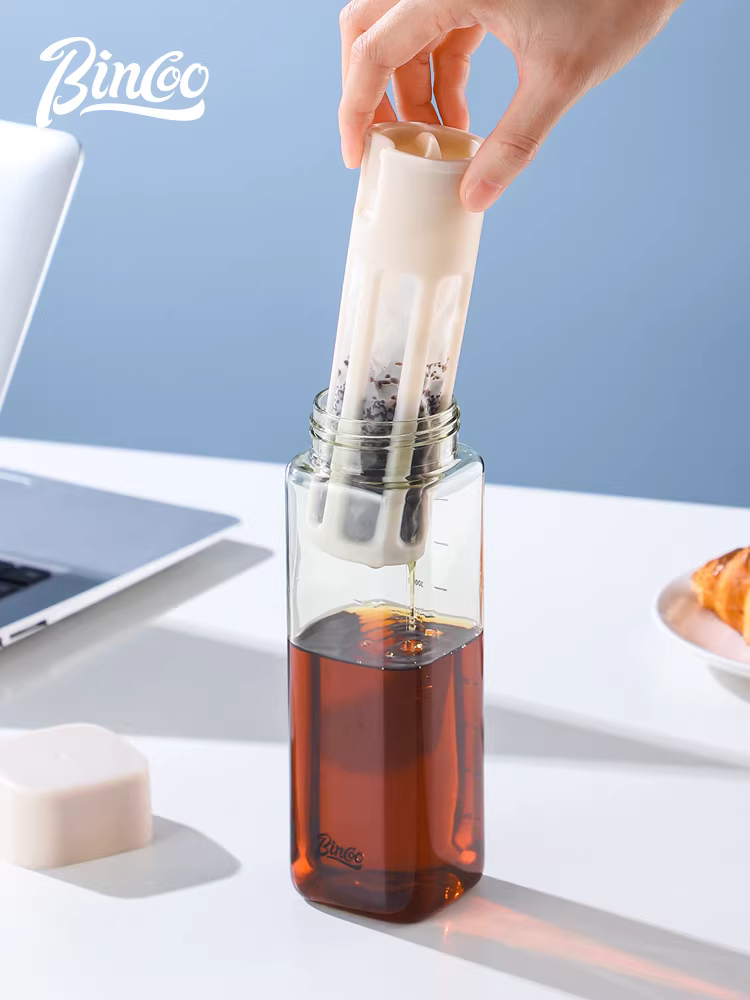 Cốc pha cà phê lạnh Bincoo, bình giữ nhiệt pha trà lạnh di động, chất liệu Tritan đạt chuẩn thực phẩm, bình pha cà phê lạnh kiểu Mỹ