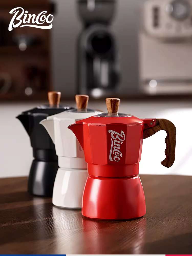 Bộ máy pha cà phê Bincoo kiểu Moka hai van, dùng cho bếp điện gia đình, máy pha cà phê espresso nhỏ, máy xay cà phê cầm tay