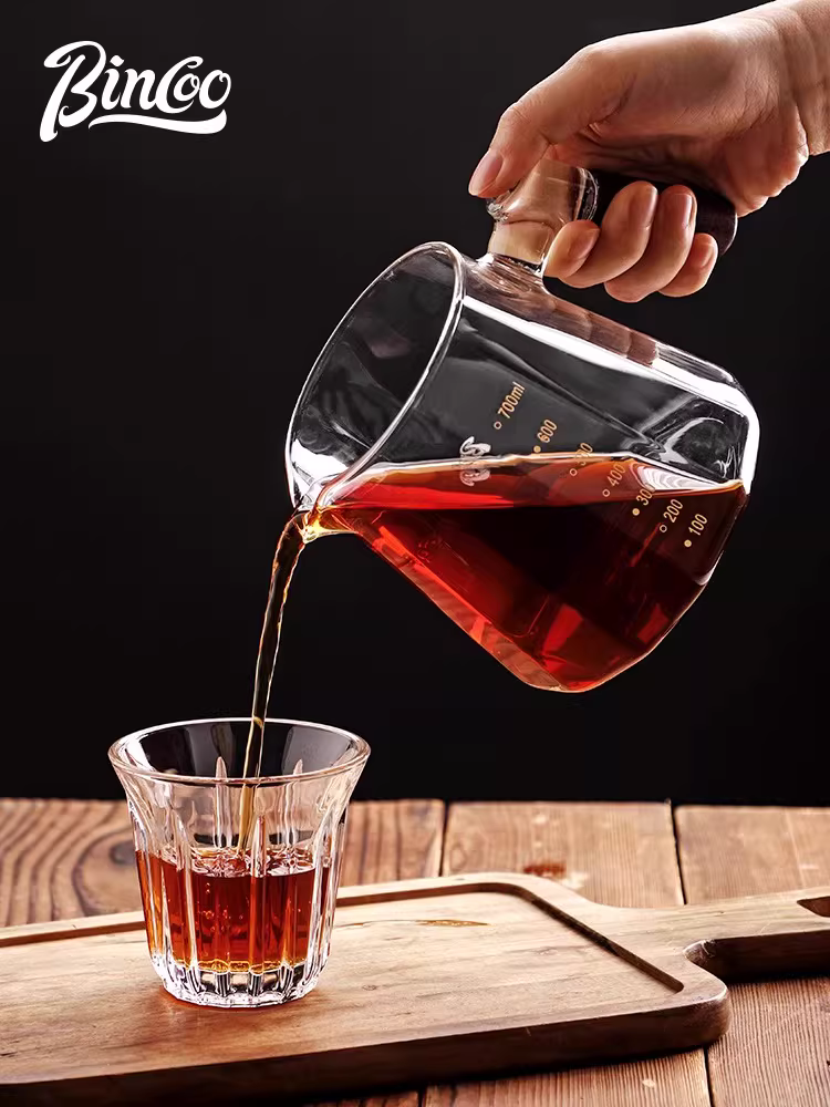 Bình pha cà phê thủy tinh Bincoo, bình pha cà phê thủ công, có vạch chia độ, chịu nhiệt, đa chức năng
