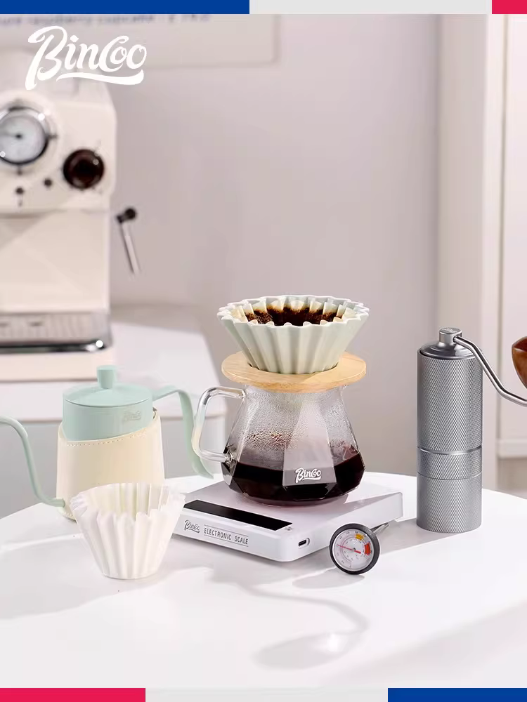 Bộ pha cà phê Bincoo kiểu pour-over với vòi dài bằng thép không gỉ và cốc lọc dùng cho gia đình
