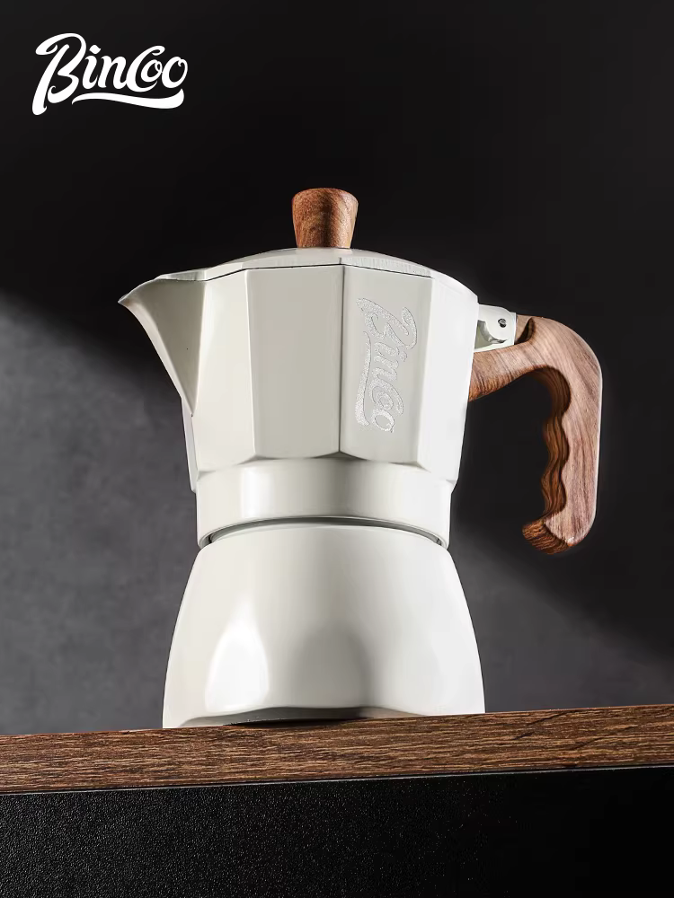 Máy pha cà phê kiểu Ý Bincoo hai van, sử dụng bếp điện, nhỏ gọn, tay quay, dành cho gia đình.