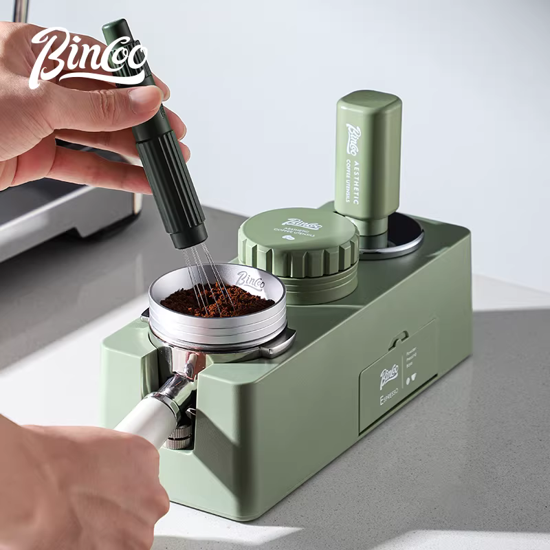 Bộ dụng cụ nén cà phê Bincoo, búa nén, dụng cụ phân phối bột đàn hồi, bộ ba món, máy pha cà phê 51/58mm