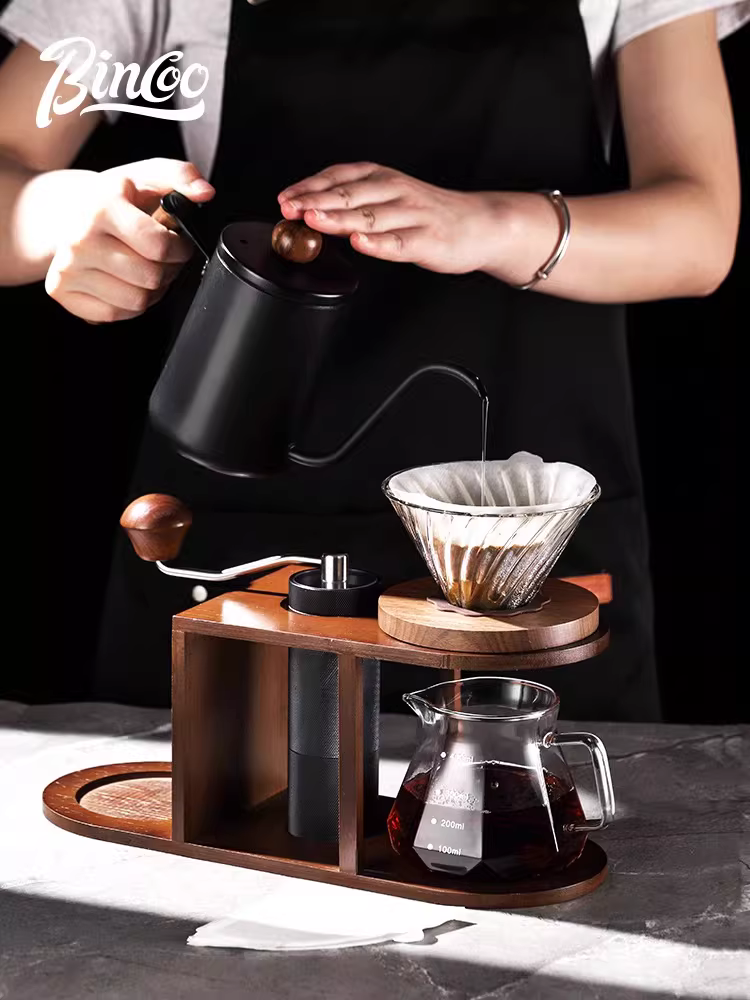 Bộ ấm pha cà phê thủ công Bincoo, máy pha cà phê xay tay, bộ pha cà phê hoàn chỉnh bằng tay, giá để ấm pha cà phê thủ công