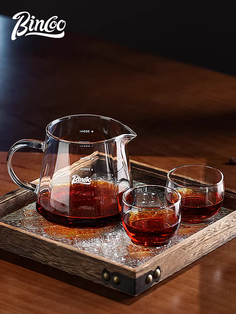 Bộ dụng cụ pha cà phê bằng kính Bincoo, gồm cốc chia cà phê, bộ ly nếm, cốc lọc V60, giấy lọc cà phê, phễu, ấm pha cà phê thủ công