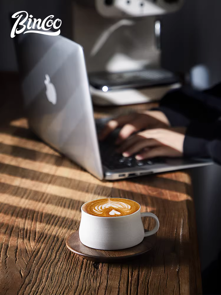 Bộ tách trà cà phê gốm sứ Bincoo phong cách Nhật Bản cổ điển, thiết kế thẩm mỹ cao và ly vẽ latte đẹp mắt