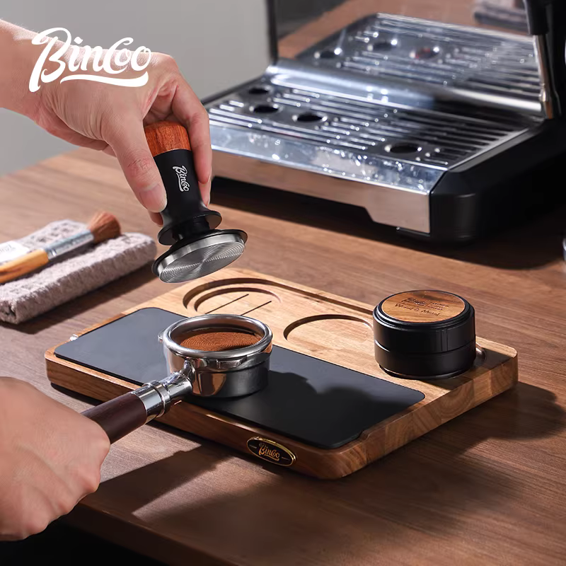 Tấm lót tamper cà phê Bincoo, giá để đồ bằng gỗ óc chó, đế tamper quầy bar, phụ kiện máy pha cà phê espresso