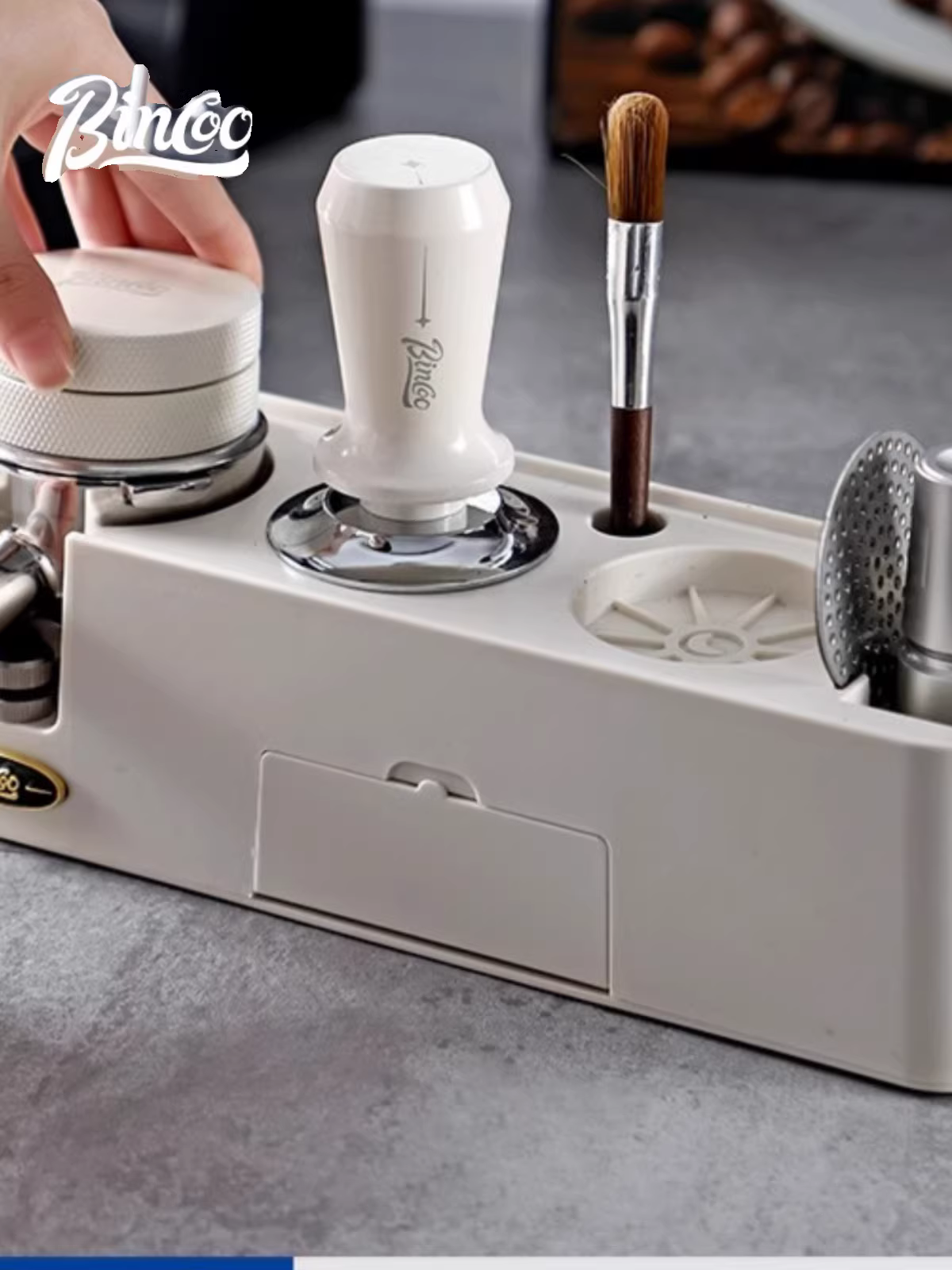 Bộ dụng cụ tamper Bincoo đa năng cho máy pha cà phê, dụng cụ phân phối 51/58mm, bộ dụng cụ pha cà phê ba món