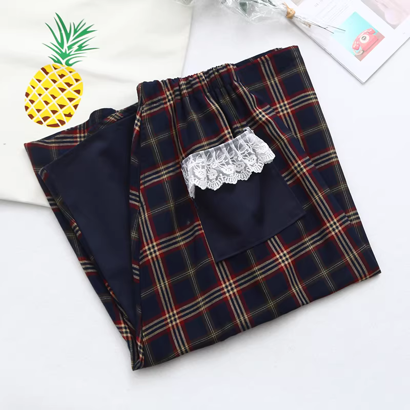 Dream Box 2023 Mùa Hè Mới Vintage Kẻ Sọc Chắp Vá Váy Nữ Viền Ren Túi Chân Váy Chữ A Váy Dài Trung Bình