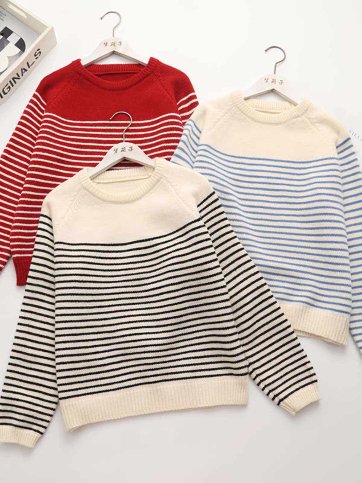 Áo len dệt kim dáng rộng cổ tròn tay dài phong cách Nhật Bản mới mùa thu 2024 Dream Box dành cho nữ